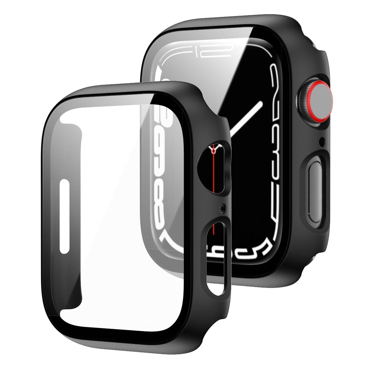 Für Apple Watch 9 8 7 41mm 2 in 1 Schock TPU Silikon Hülle + Hart Glas