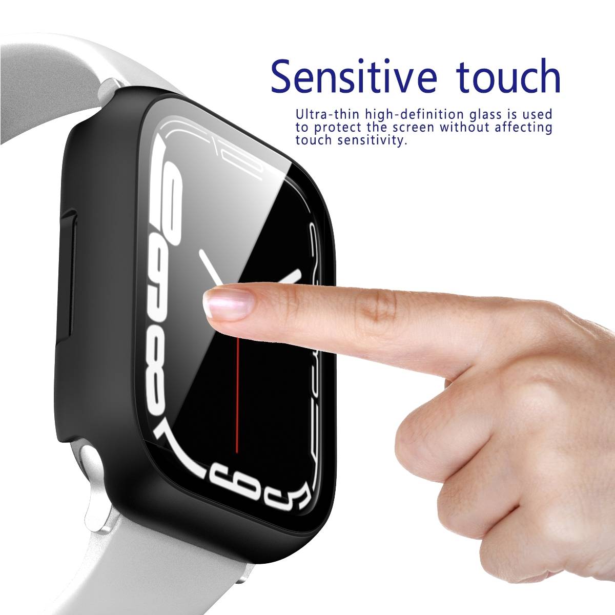 Für Apple Watch 9 8 7 41mm 2 in 1 Schock TPU Silikon Hülle + Hart Glas