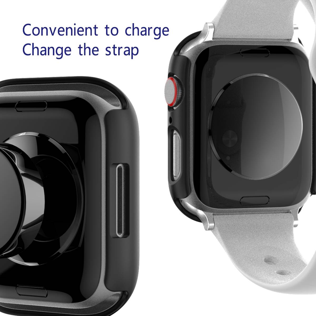 Für Apple Watch 9 8 7 41mm 2 in 1 Schock TPU Silikon Hülle + Hart Glas
