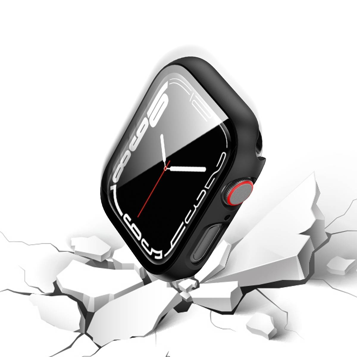 Für Apple Watch 9 8 7 41mm 2 in 1 Schock TPU Silikon Hülle + Hart Glas