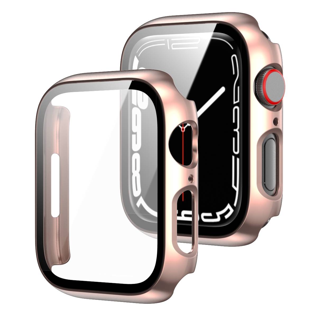 Für Apple Watch 9 8 7 41mm 2 in 1 Schock TPU Silikon Hülle + Hart Glas