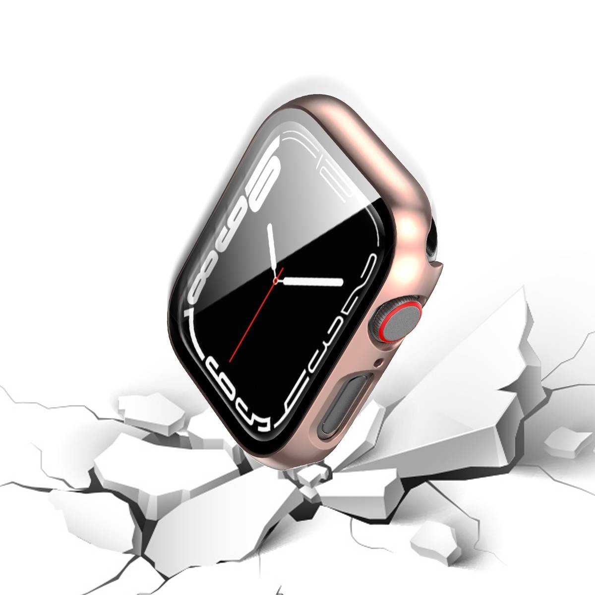 Für Apple Watch 9 8 7 41mm 2 in 1 Schock TPU Silikon Hülle + Hart Glas