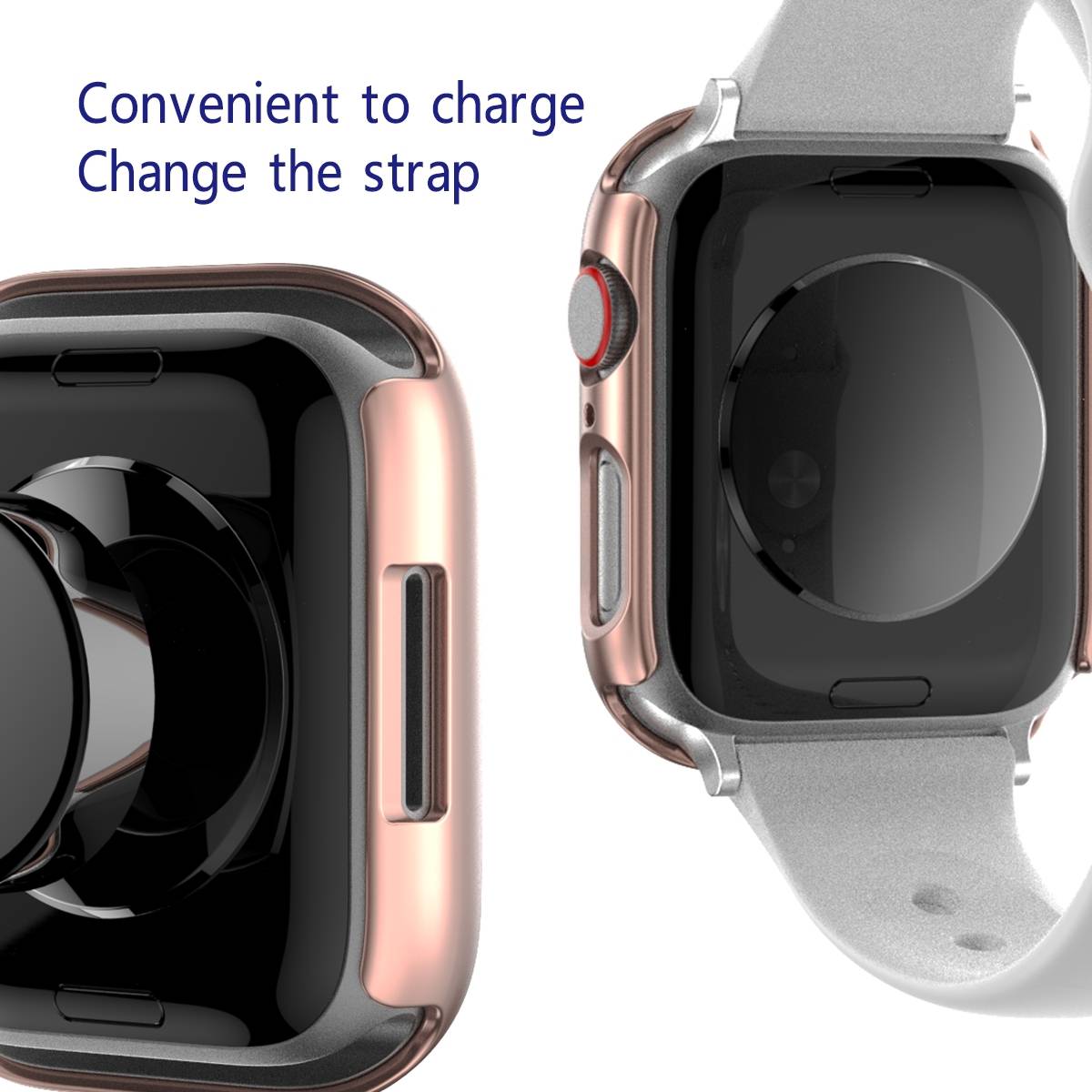 Für Apple Watch 9 8 7 41mm 2 in 1 Schock TPU Silikon Hülle + Hart Glas