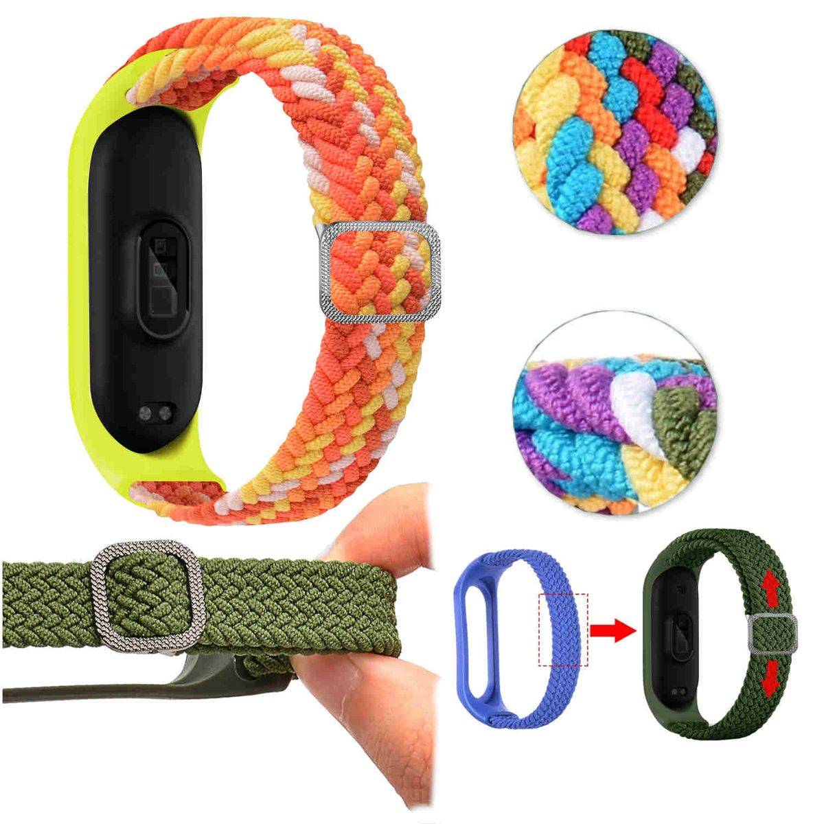 Für Xiaomi Mi Band 5 / 6 / 7 Uhr Watch Nylon Silikon Armband Ersatz Sport Arm Band Muster 20