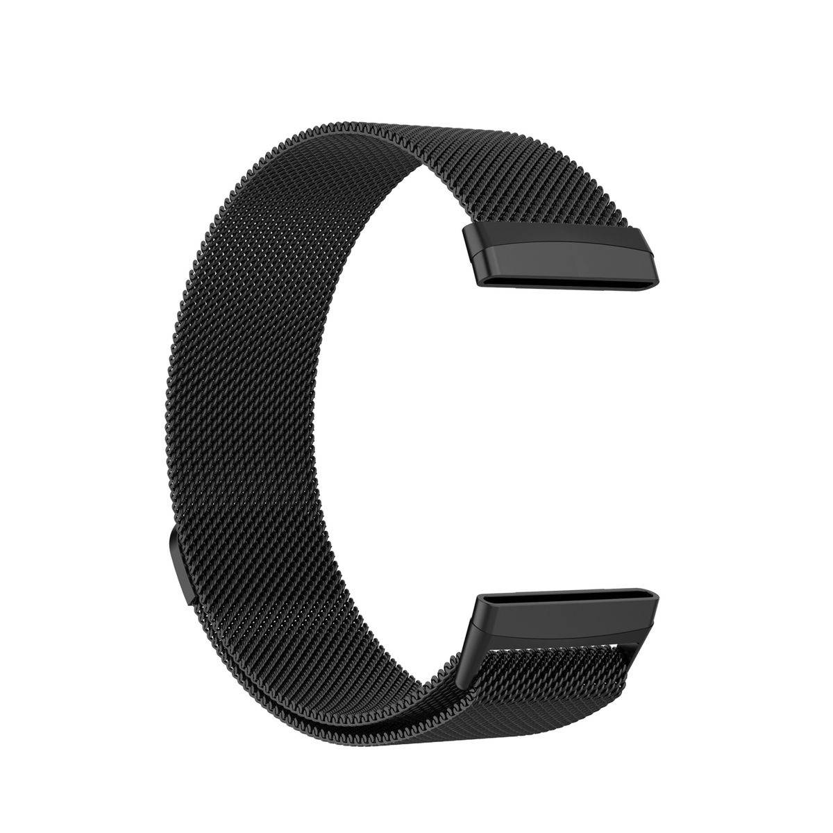 Für Fitbit Versa 4 + 3 / Sense 1+ 2 Magnet Metall Uhr Armband Schwarz