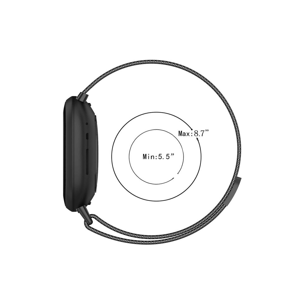 Für Fitbit Versa 4 + 3 / Sense 1+ 2 Magnet Metall Uhr Armband Schwarz