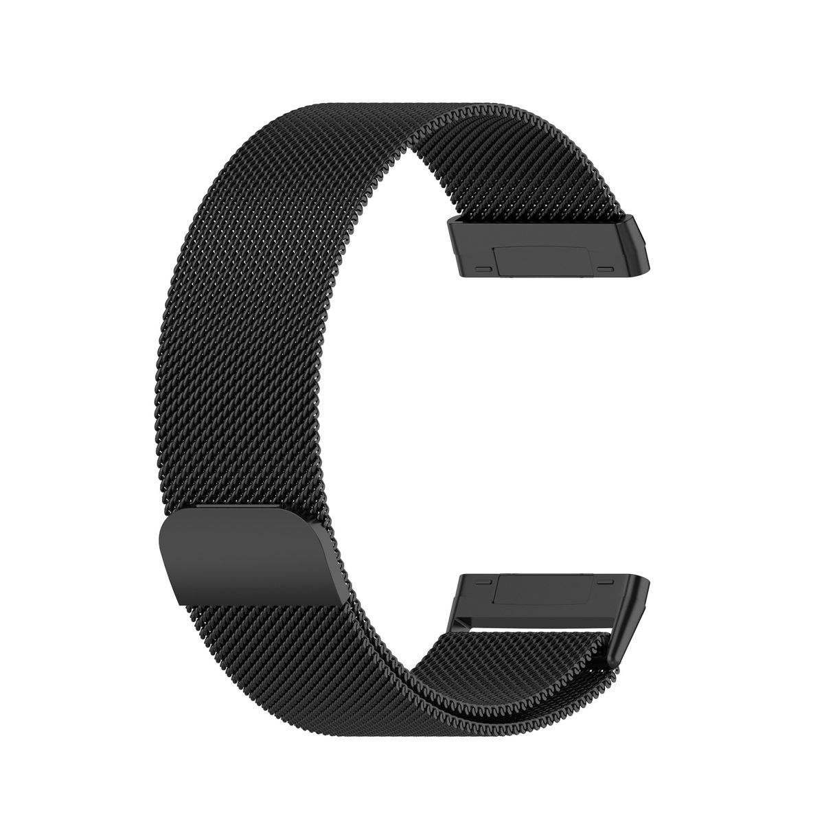Für Fitbit Versa 4 + 3 / Sense 1+ 2 Magnet Metall Uhr Armband Schwarz