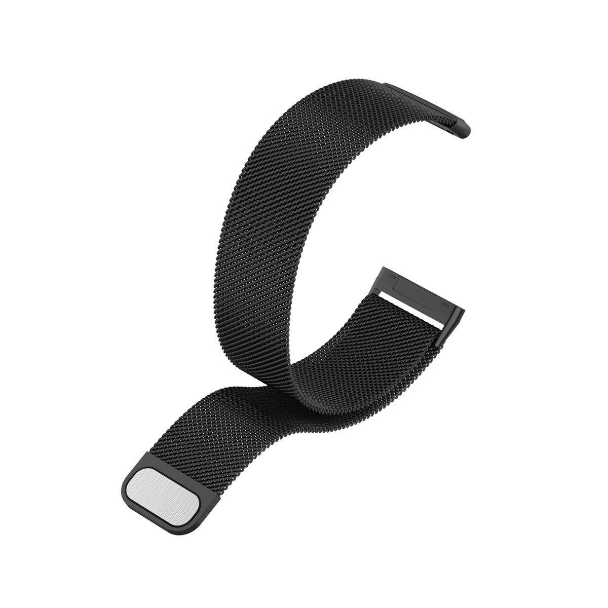Für Fitbit Versa 4 + 3 / Sense 1+ 2 Magnet Metall Uhr Armband Schwarz