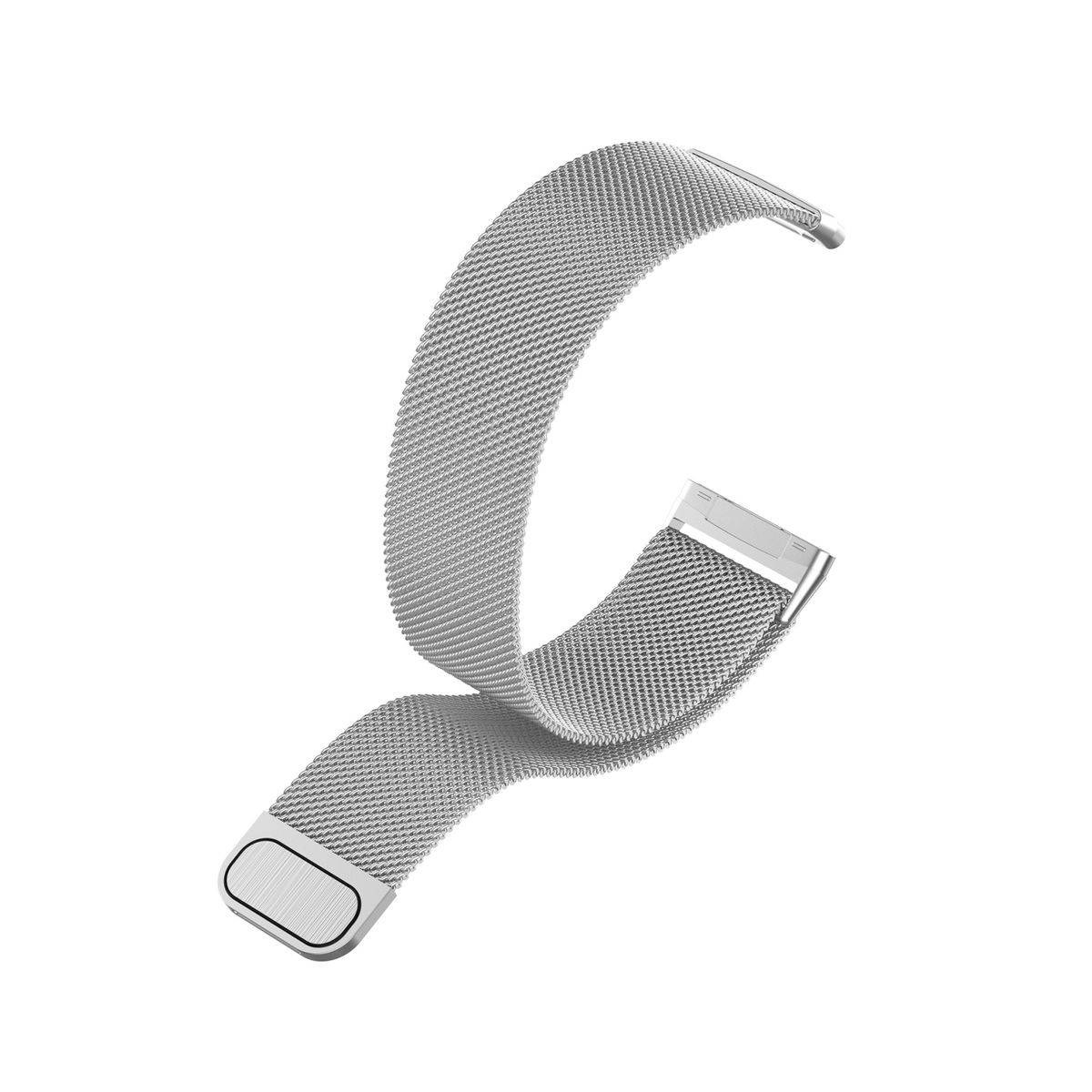 Für Fitbit Versa 4 + 3 / Sense 1+ 2 Magnet Metall Watch Uhr Ersatz Armband Silber