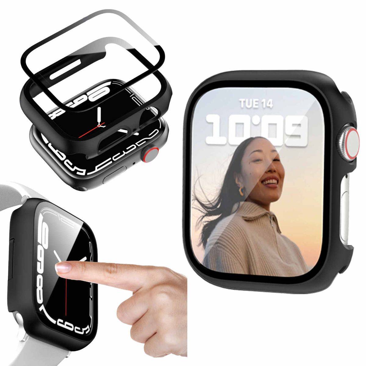 Für Apple Watch Series 9 8 7 41mm / 6 SE 5 4 40mm 2 in 1 Hülle + Glas
