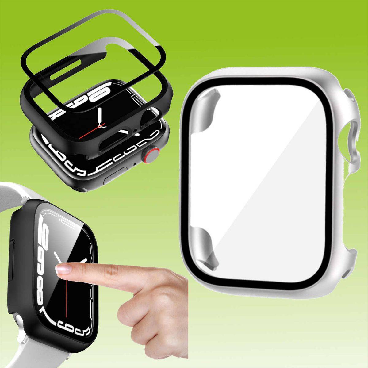 Für Apple Watch Series 9 8 7 41mm / 6 SE 5 4 40mm 2 in 1 Hülle + Glas