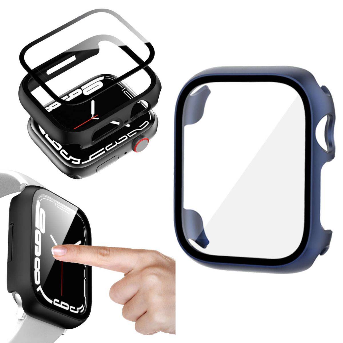 Für Apple Watch Series 9 8 7 41mm / 6 SE 5 4 40mm 2 in 1 Hülle + Glas
