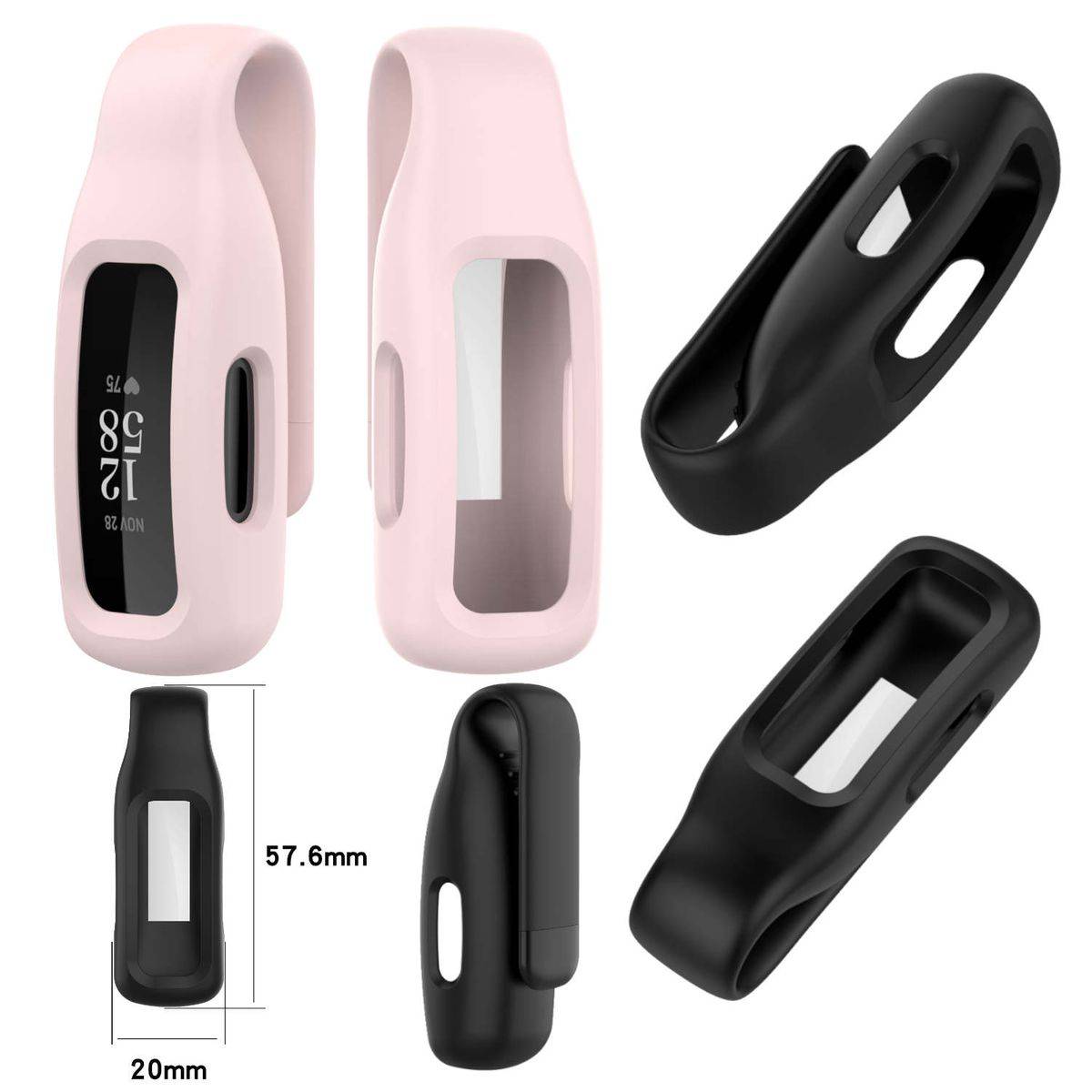 Für Fitbit Inspire 3 Hochwertiges Kunststoff / Stahl / TPU Gehäuse Clip Uhr Watch Smart Sport Hülle Rosa