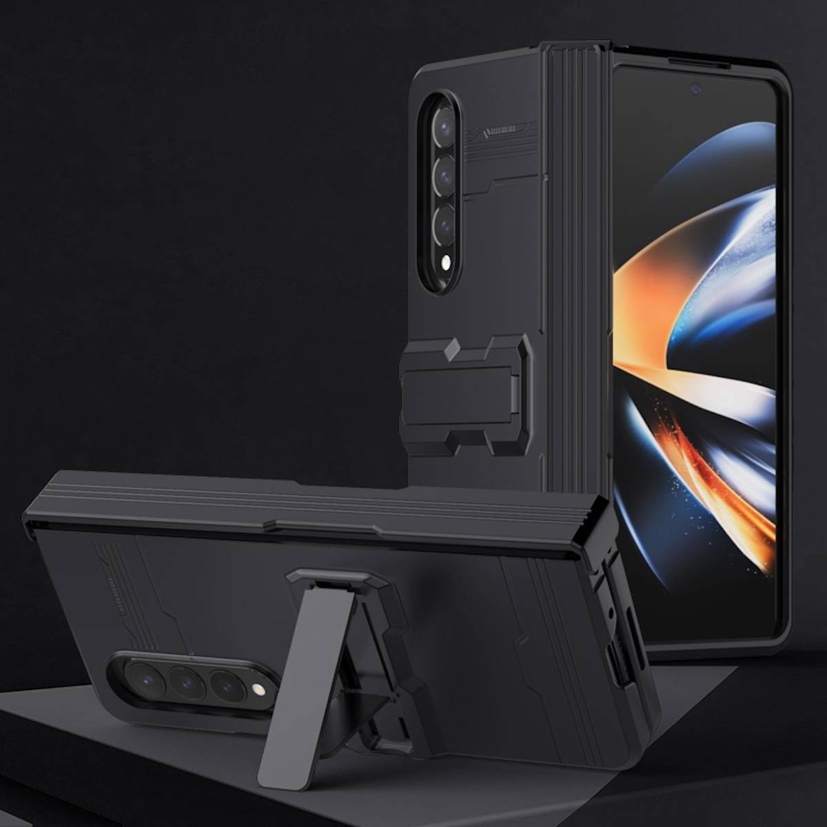 Für Samsung Galaxy Z Fold4 5G Design King Kong All-round Anti-Fall Handy Tasche Hülle Etuis Schwarz