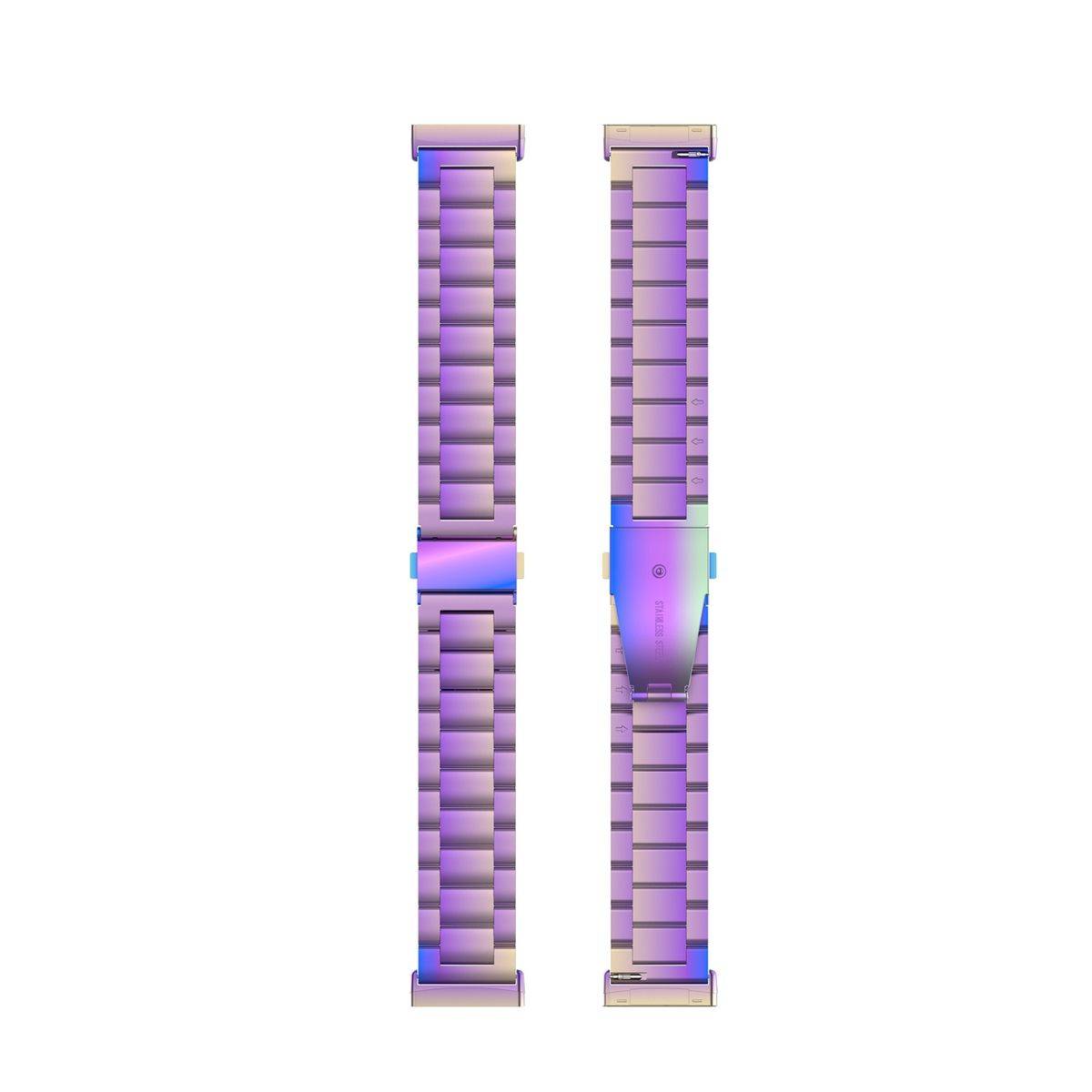 Für Fitbit Versa 4 + 3 / Sense 1 + 2 Stahl Metall Ersatz Armband Lila Smart Uhr