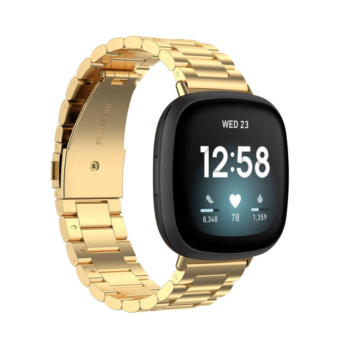 Für Fitbit Versa 4 + 3 / Sense 1 + 2 Stahl Metall Ersatz Armband Gold Smart Uhr