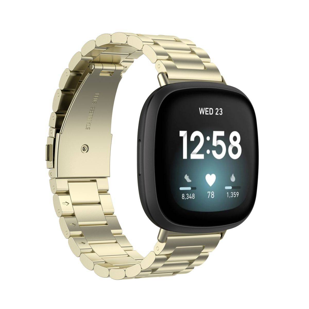 Für Fitbit Versa 4 + 3 / Sense 1 + 2 Stahl Metall Ersatz Armband Champagner Gold Smart Uhr