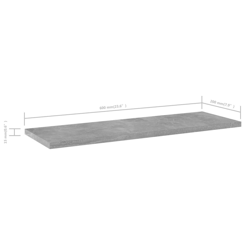 vidaXL Bücherregal-Bretter 4 Stk. Betongrau 60x20x1,5 cm Holzwerkstoff