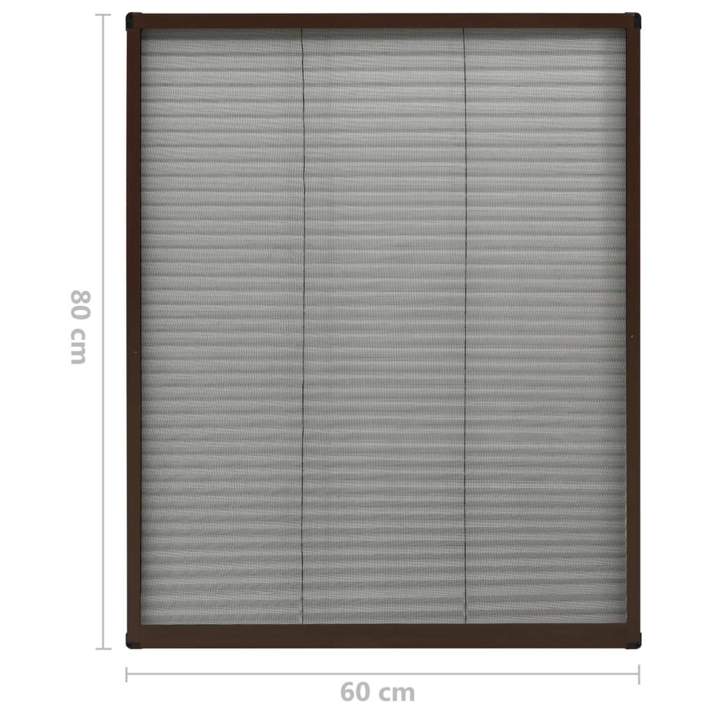 vidaXL Insektenschutz-Plissee für Fenster Aluminium Braun 60x80 cm