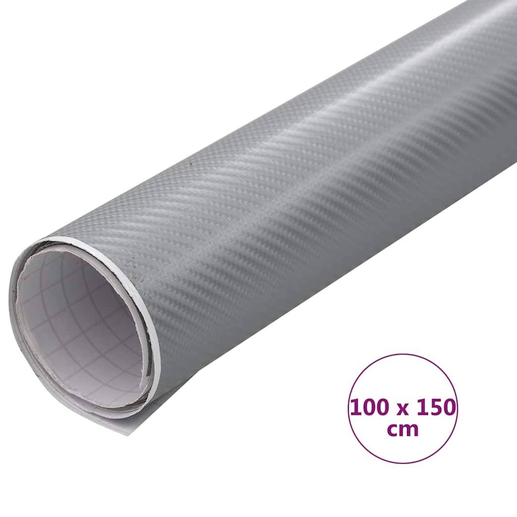 vidaXL Autofolie 4D Silber 100x150 cm
