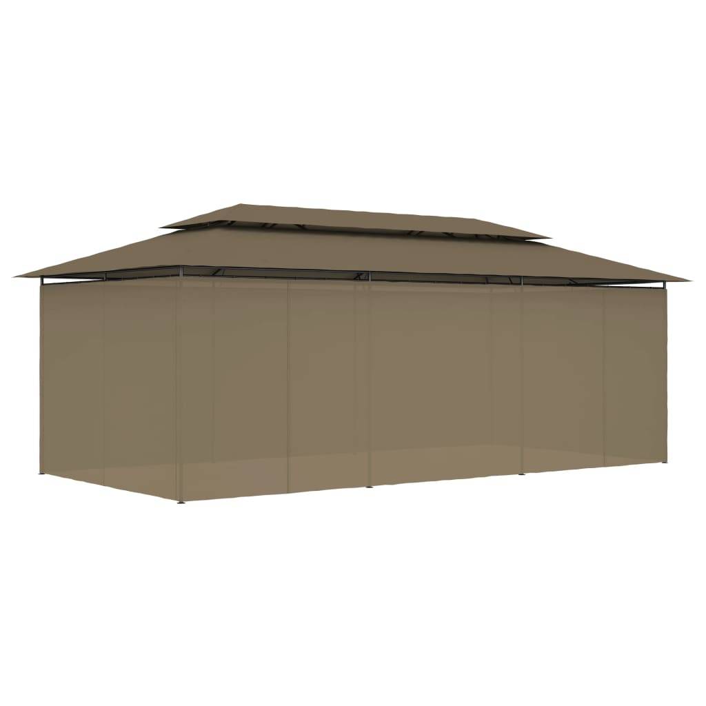 vidaXL Pavillon mit Vorhängen 600x298x270 cm Taupe 180 g/m²