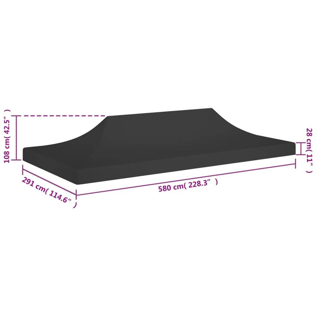 vidaXL Partyzelt-Dach 6x3 m Schwarz 270 g/m²