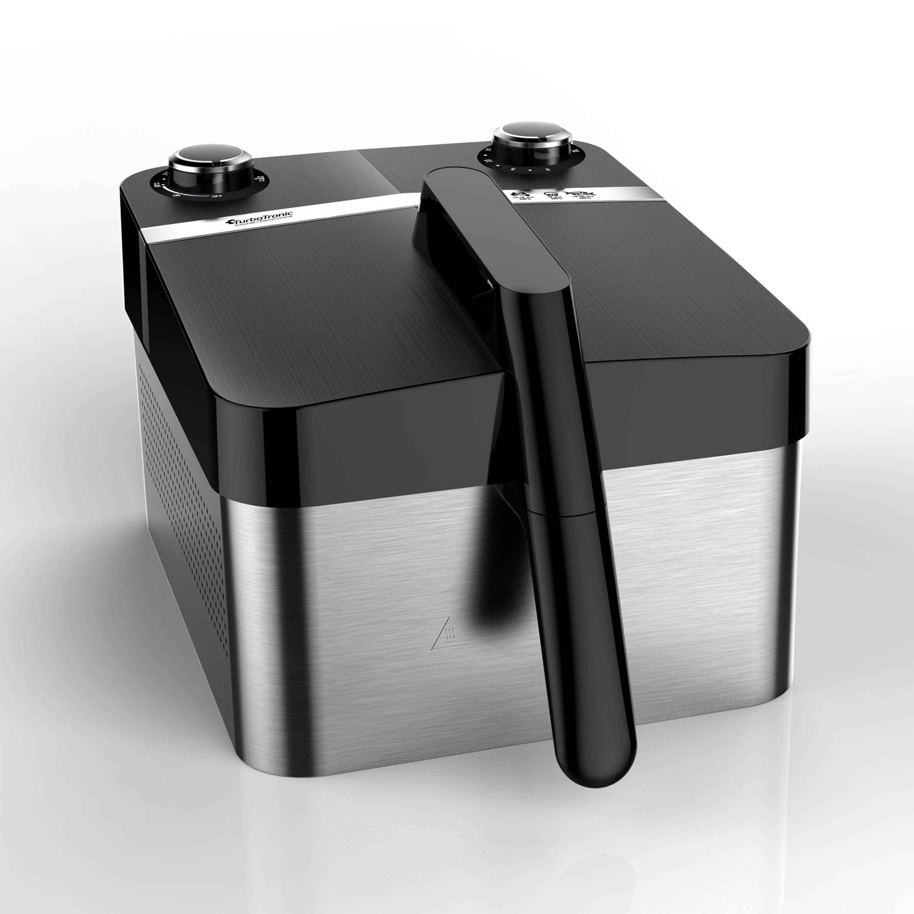 Heißluftfritteuse 3,2 Liter 1200W – kompakte Airfryer Fritteuse ohne Fett / Öl, 90–210°C Luftfritteuse, Timer 30 Min, abnehmbarer Korb & Wanne,