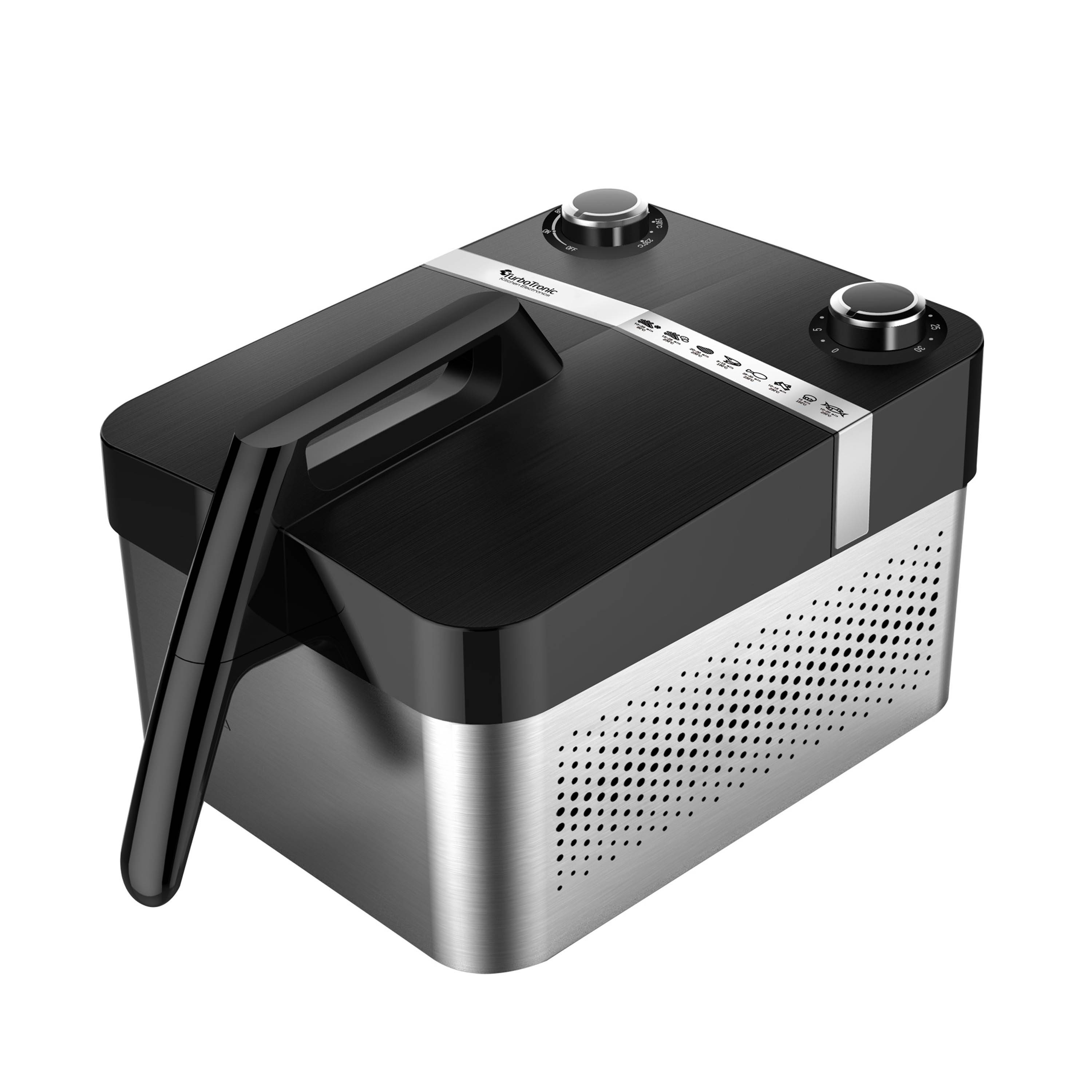 Heißluftfritteuse 3,2 Liter 1200W – kompakte Airfryer Fritteuse ohne Fett / Öl, 90–210°C Luftfritteuse, Timer 30 Min, abnehmbarer Korb & Wanne,