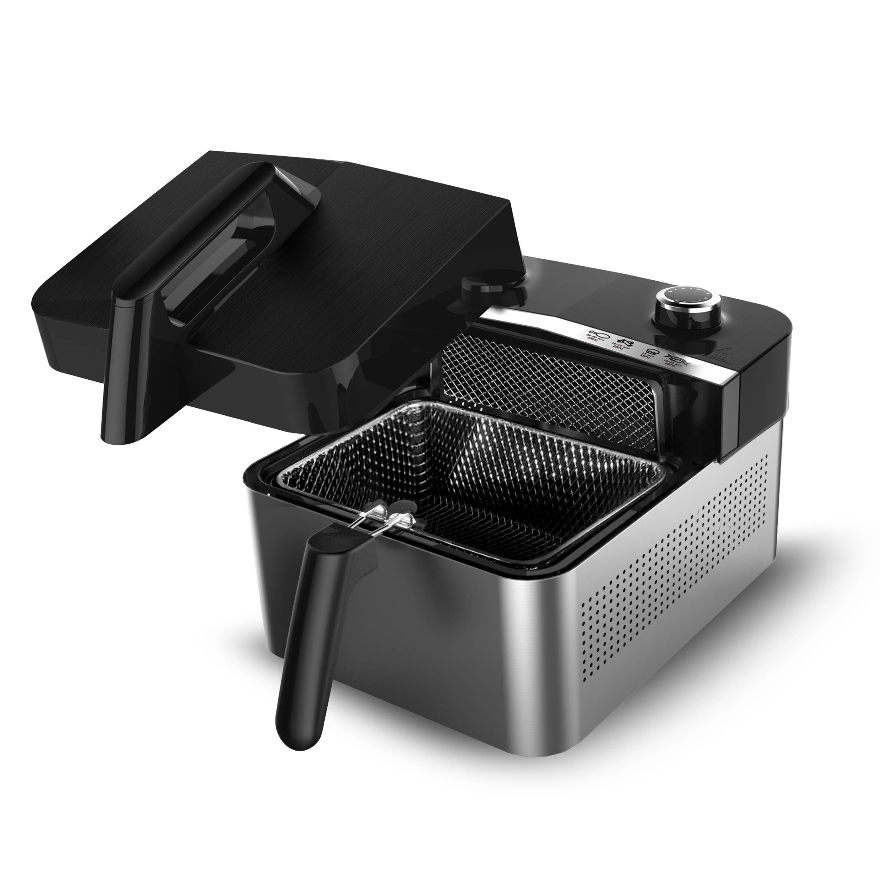 Heißluftfritteuse 3,2 Liter 1200W – kompakte Airfryer Fritteuse ohne Fett / Öl, 90–210°C Luftfritteuse, Timer 30 Min, abnehmbarer Korb & Wanne,