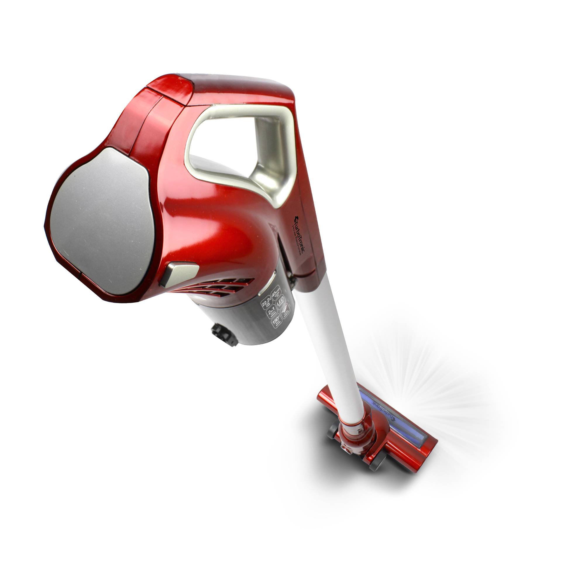 2in1 Akkustaubsauger Handstaubsauger kabellos rotierende Bodenbürste beutellos RED