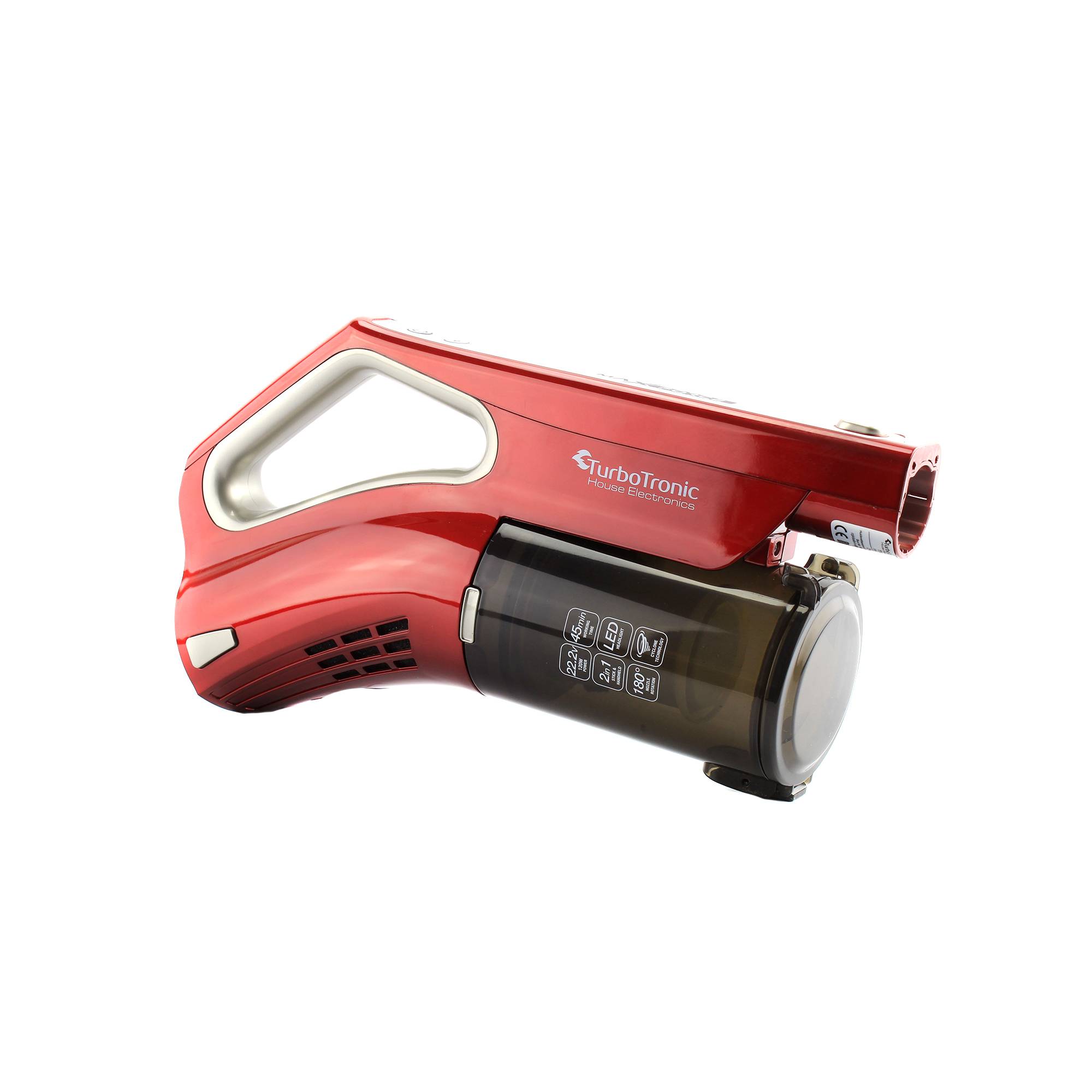 2in1 Akkustaubsauger Handstaubsauger kabellos rotierende Bodenbürste beutellos RED