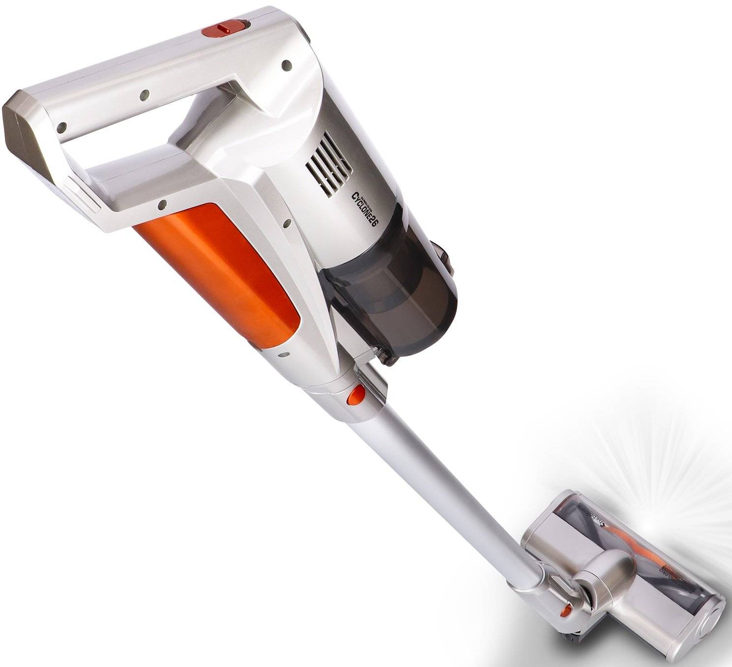 Akku-Staubsauger kabellos 2in1 Handstaubsauger beutellos Wandhalterung LED-Licht silber