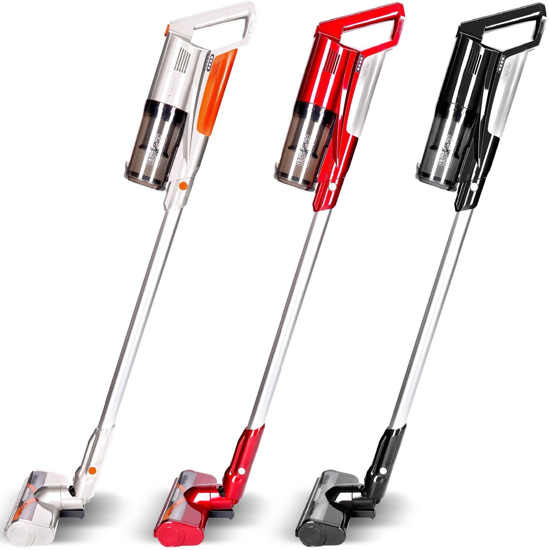 Akku-Staubsauger kabellos 2in1 Handstaubsauger beutellos Wandhalterung LED-Licht silber