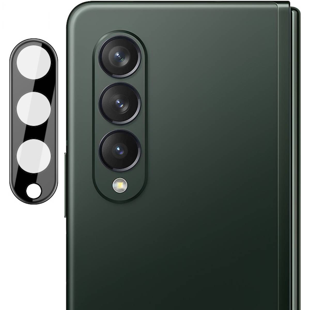 Für Samsung Galaxy Z Fold4 5G 9H Back Kamera Schutz Hart Glas Cover Displayschutz Schwarz
