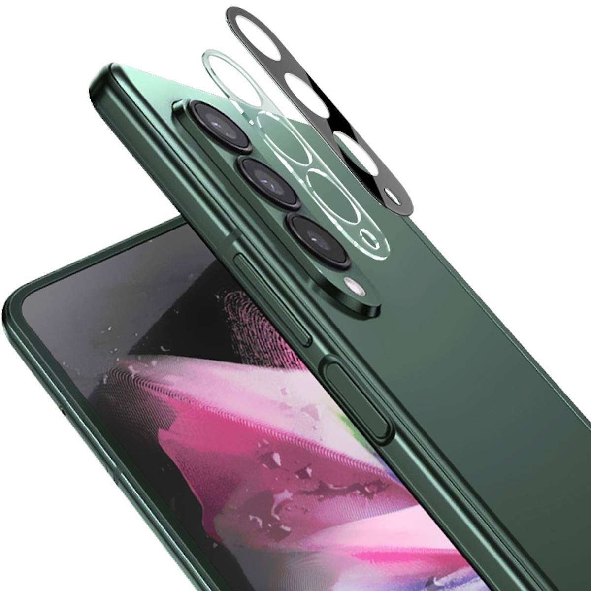 Für Samsung Galaxy Z Fold4 5G 9H Back Kamera Schutz Hart Glas Cover Displayschutz Schwarz