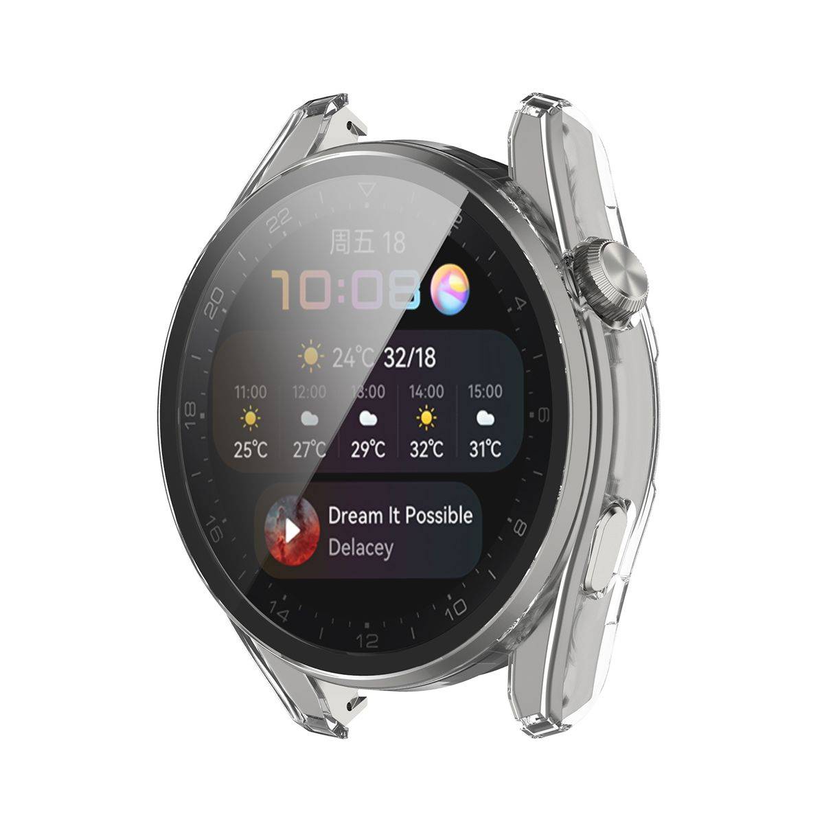 Für Huawei Watch 3 Pro 2 in 1 Shockproof Hart Uhr Tasche Etuis Hülle Cover + H9 Hart Glas Transparent
