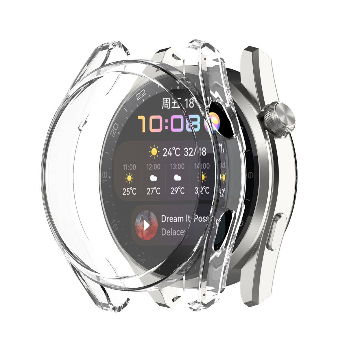 Für Huawei Watch 3 Pro Uhr 360 Grad Schock TPU Silikon Hülle Tasche Etuis Transparent