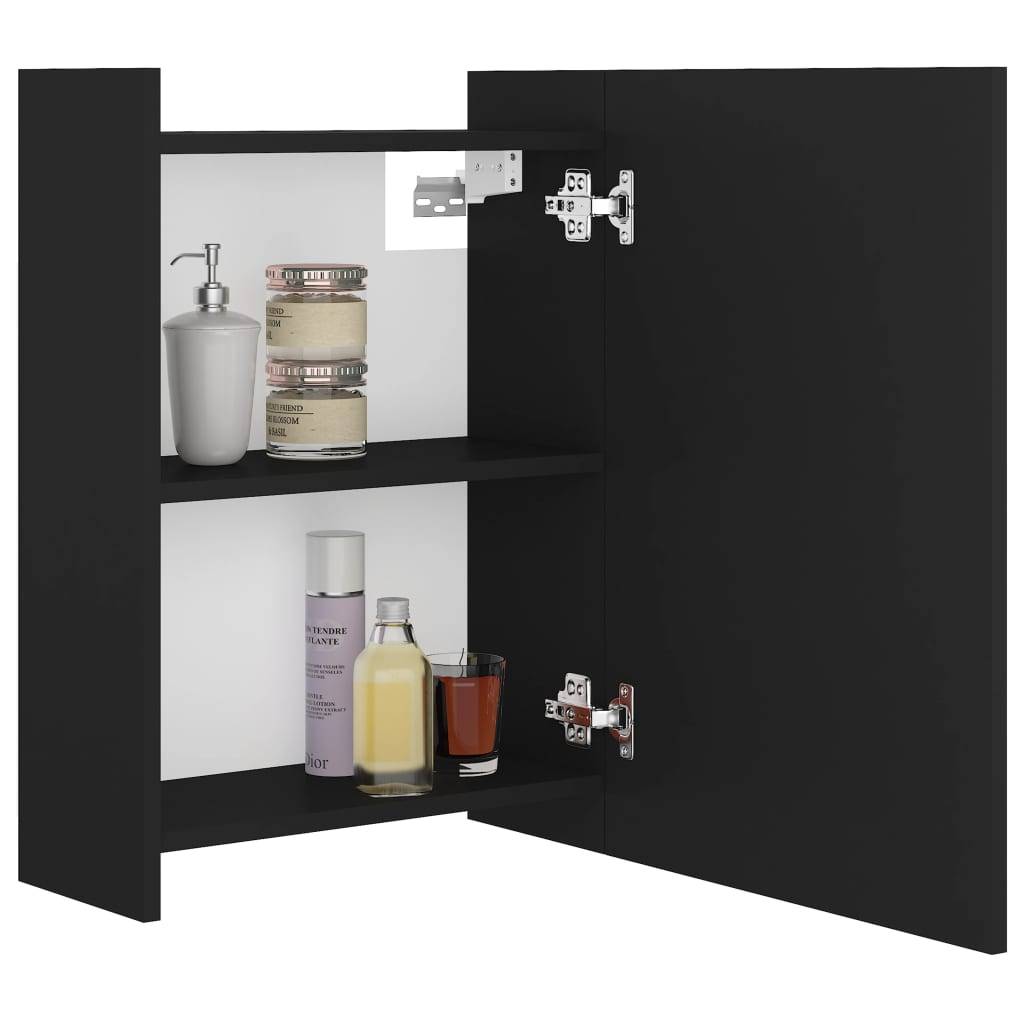 vidaXL Bad-Spiegelschrank Schwarz 62,5x20,5x64 cm Holzwerkstoff