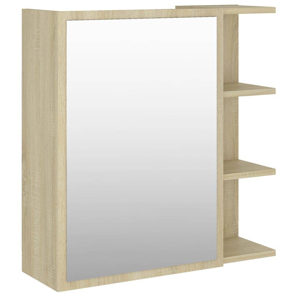 vidaXL Bad-Spiegelschrank Sonoma-Eiche 62,5x20,5x64 cm Holzwerkstoff