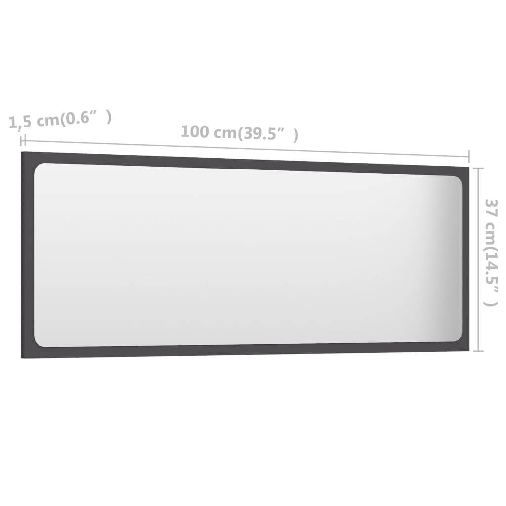 vidaXL Badspiegel Grau 100x1,5x37 cm Holzwerkstoff