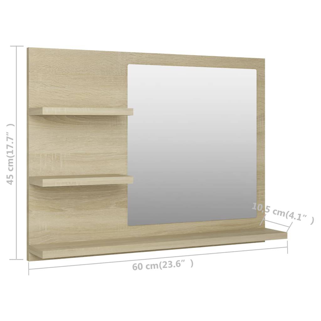 vidaXL Badspiegel Sonoma-Eiche 60x10,5x45 cm Holzwerkstoff