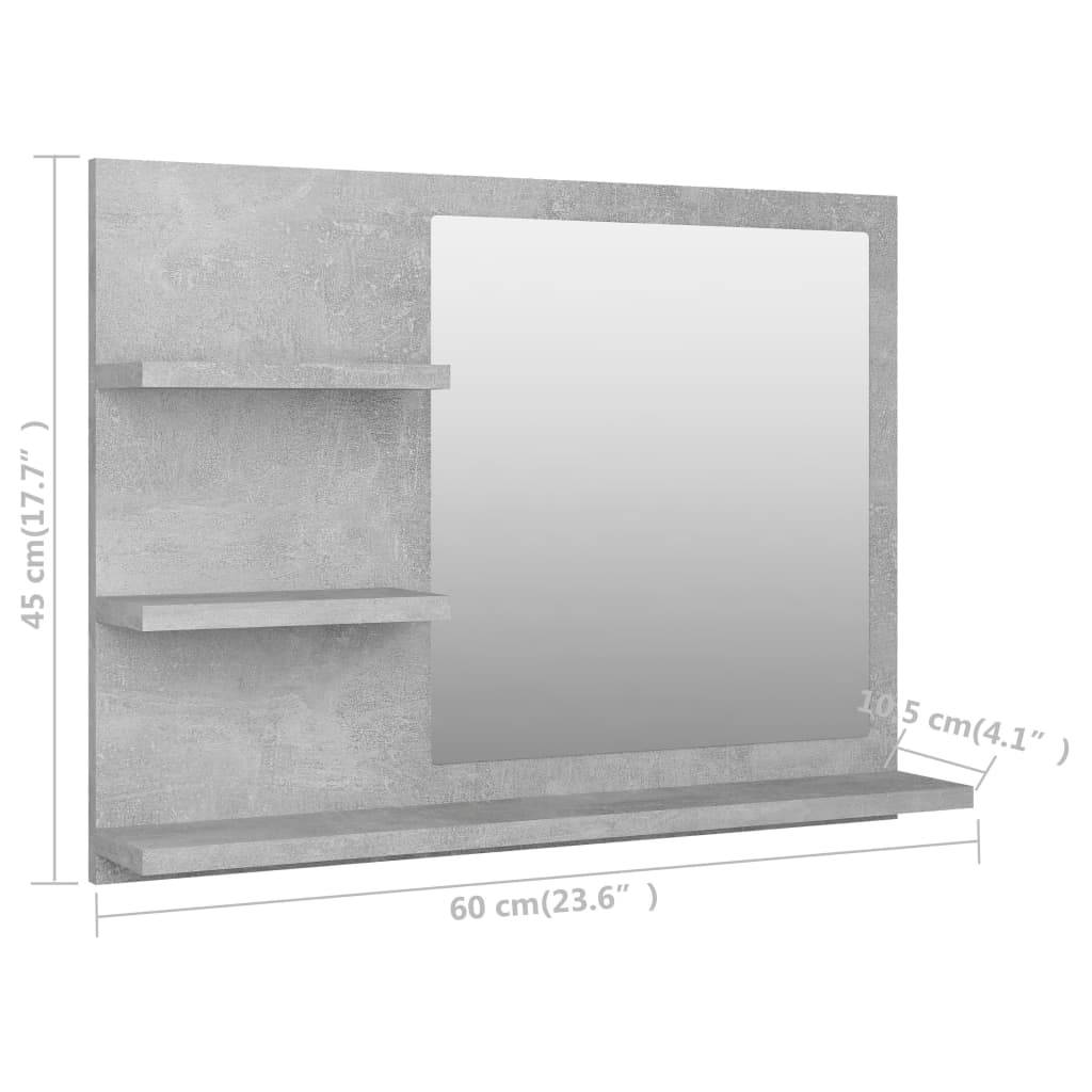 vidaXL Badspiegel Betongrau 60x10,5x45 cm Holzwerkstoff