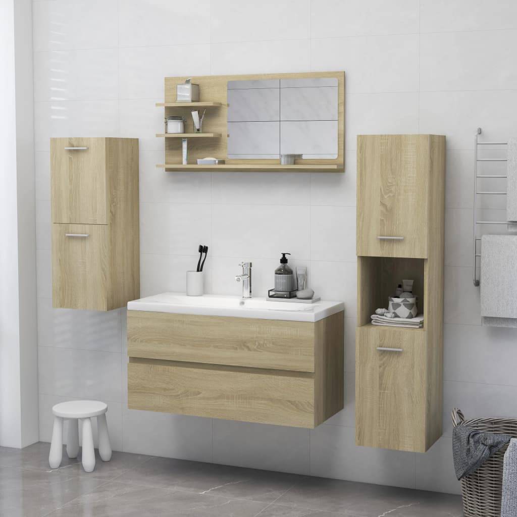 vidaXL Badspiegel Sonoma-Eiche 90x10,5x45 cm Holzwerkstoff