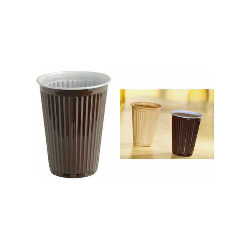STARPAK Kunststoff-Thermobecher, 0,18 l, braun/weiß, 100er