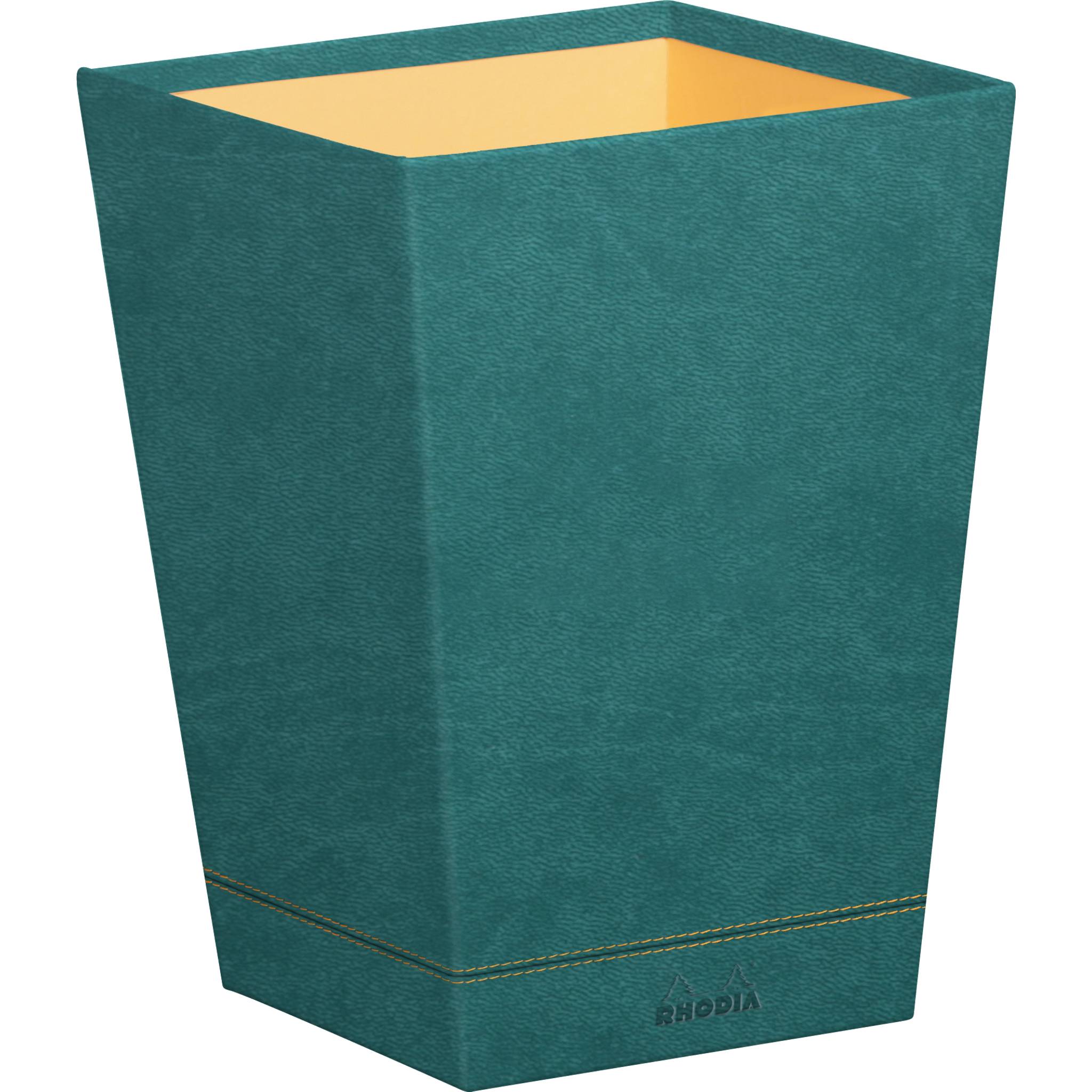 Rhodia Rhodiarama Papierkorb aus Kunstleder, 27x27x32cm - Pfaugrün 194625C