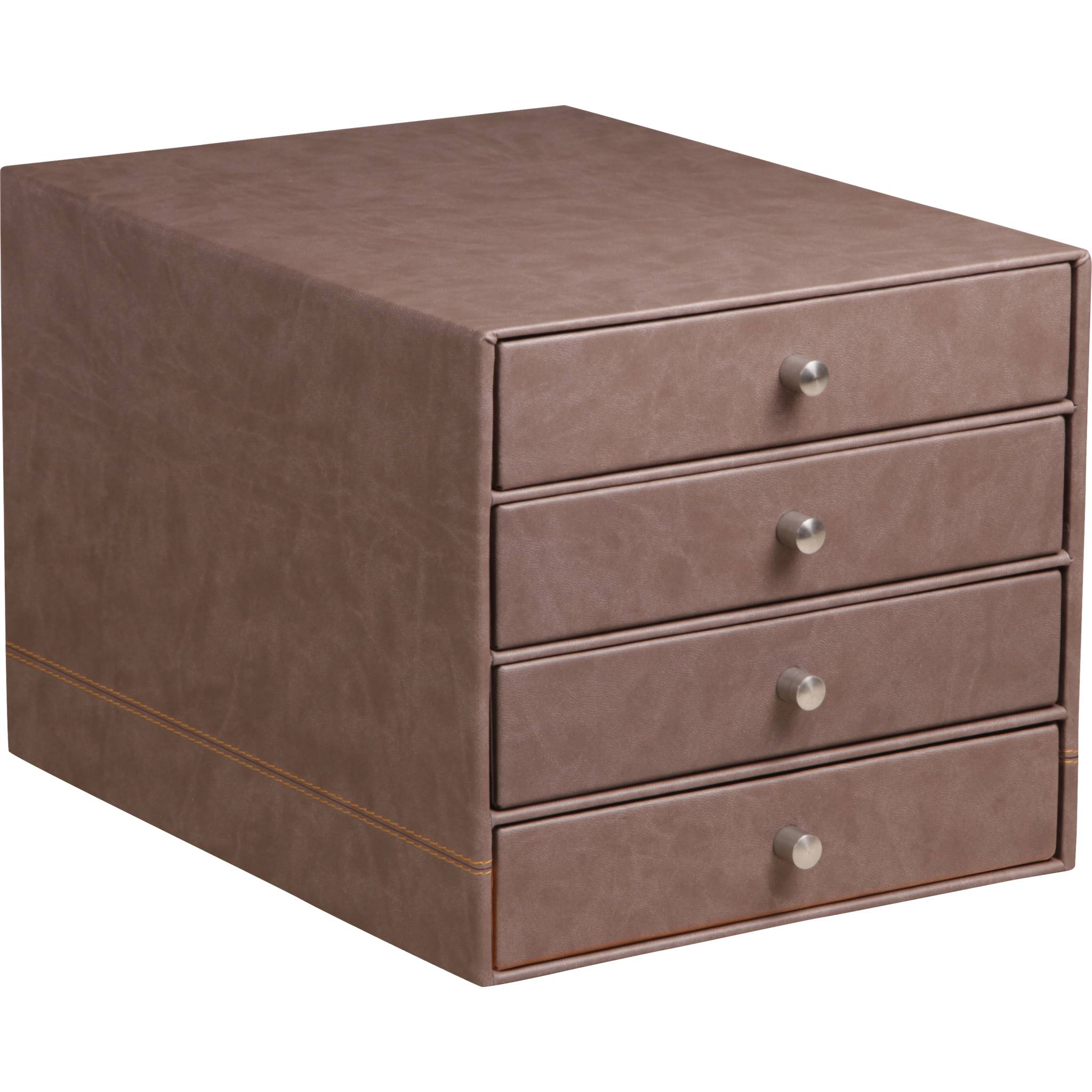 Rhodia Schubladenbox 4Laden Kunstleder 24,8x32,7x22,8cm Schokoladenbraun 318863C