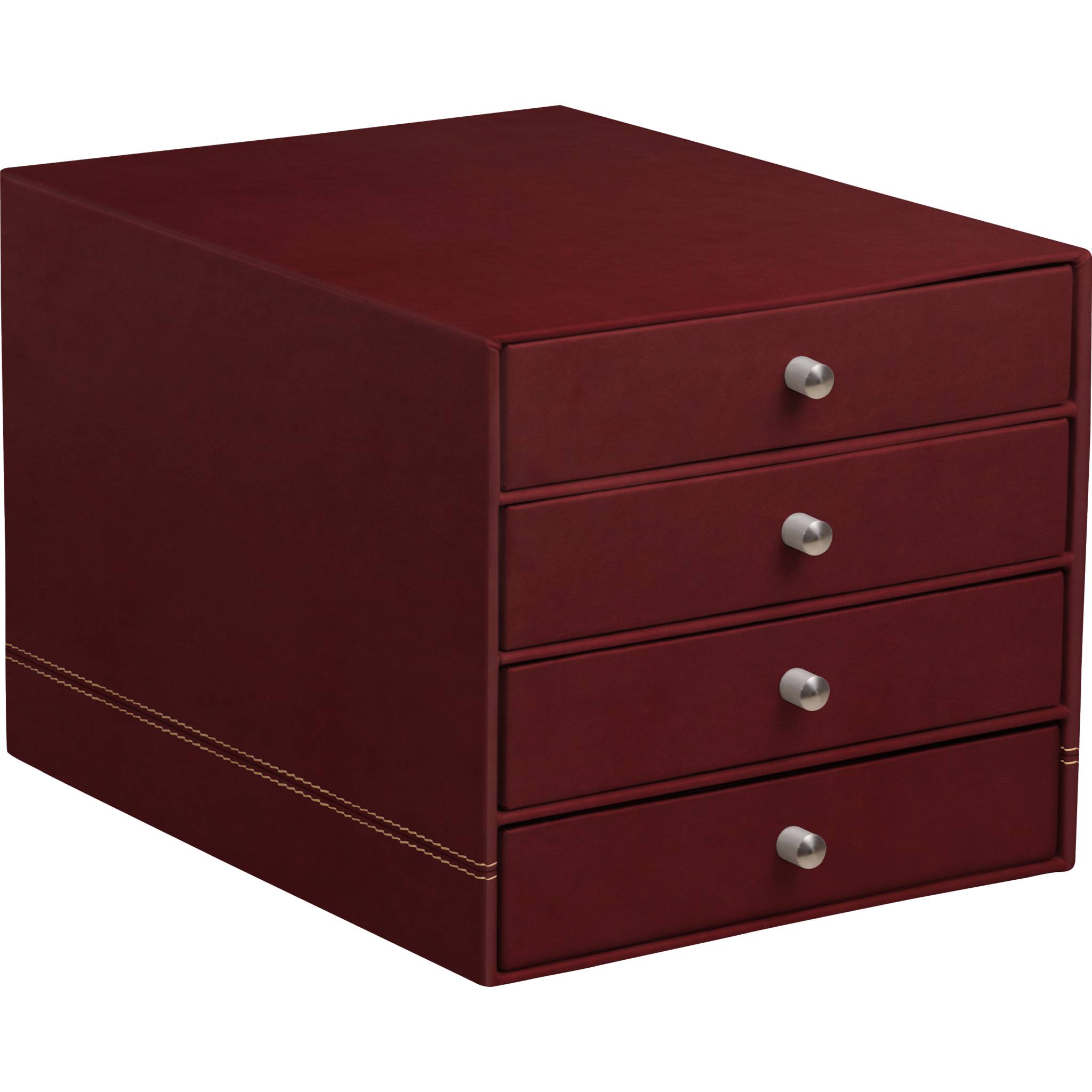 Rhodia Schubladenbox mit 4 Laden Kunstleder 24,8x32 ,7x22,8cm Weinrot 194572C