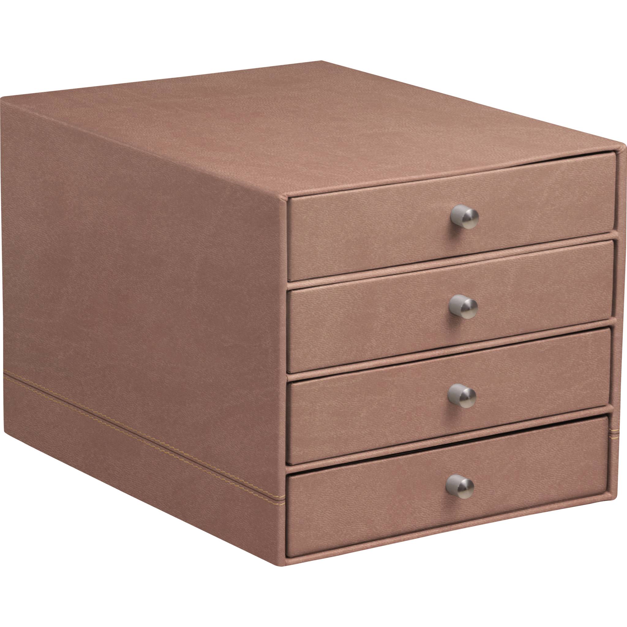 Rhodia Schubladenbox mit 4 Laden Kunstleder 24,8x32 ,7x22,8cm Rosenholz 194574C