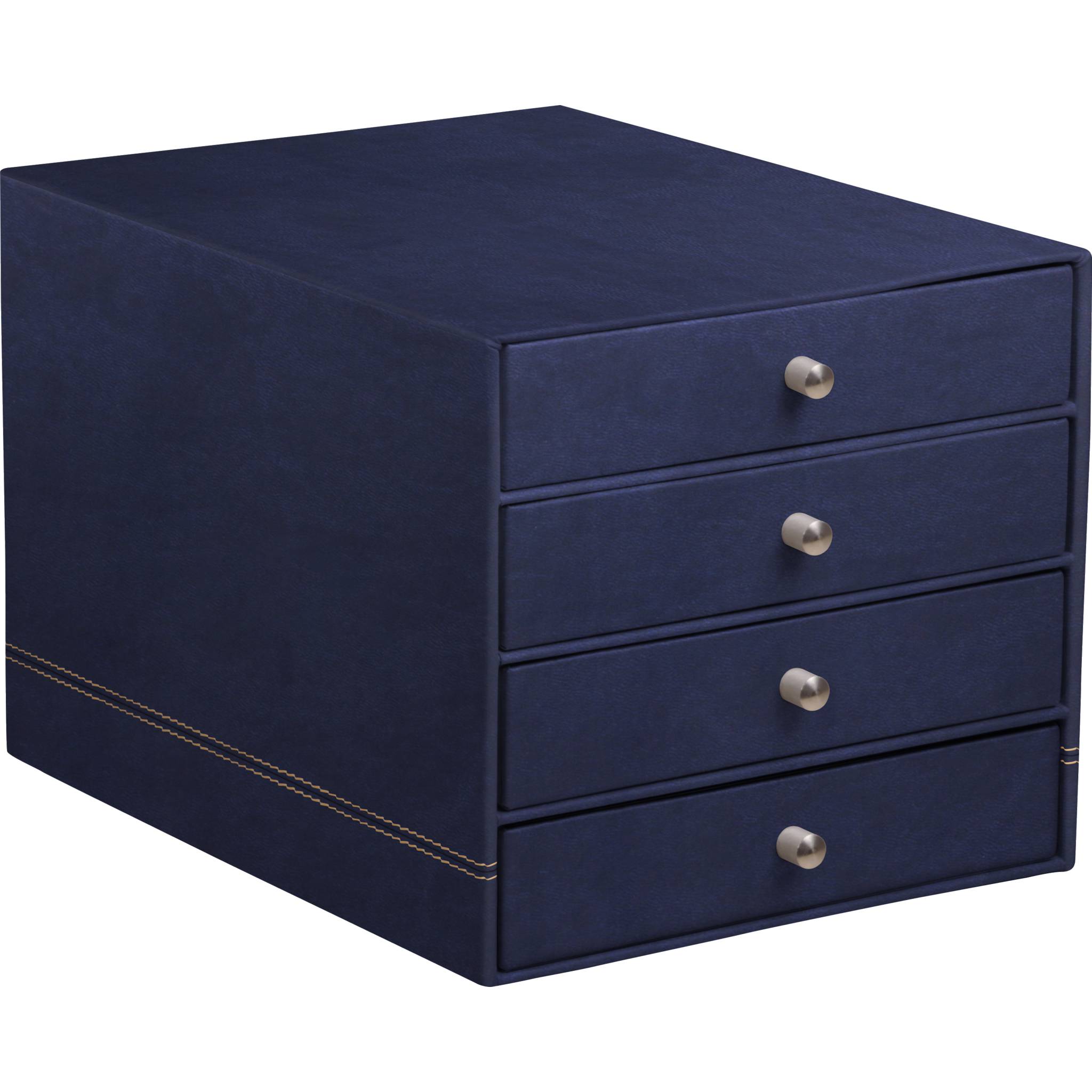Rhodia Schubladenbox 4Laden Kunstleder 24,8x32,7x22,8cm Mitternachtsblau 194580C