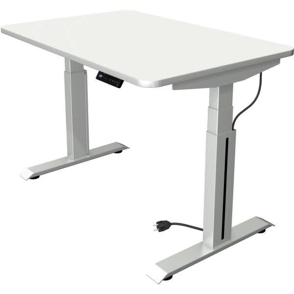 Sitz-/Stehtisch Move professional elektr. höhenverstellbar BxTxH 120x80x64-129cm silber/weiß
